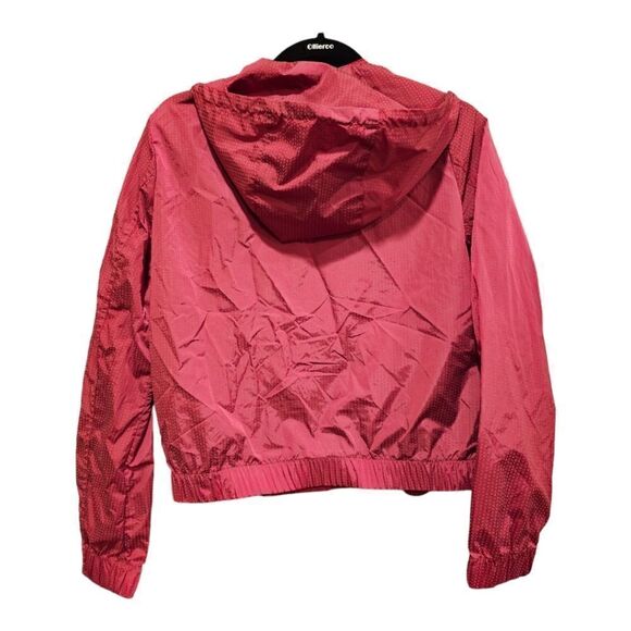 BALLY Women’s Red Windbreaker Hoodie Jacket Raincoat - Size 4 - Picture 2 of 8